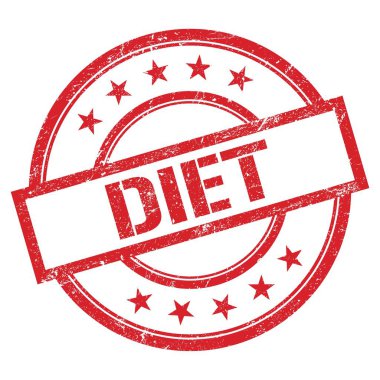 DIET text written on red round vintage rubber stamp.
