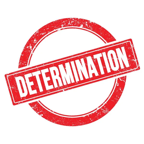 DETERMINATION text on red grungy round vintage stamp.