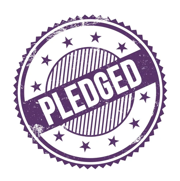 Pledged Text Written Purple Indigo Grungy Zig Zag Borders Stamp — Fotografia de Stock