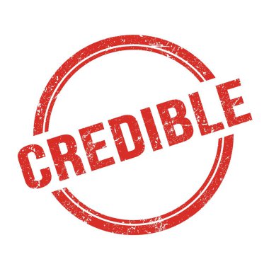 Kırmızı grungy vintage yuvarlak damgalı CREDIBLE metin.