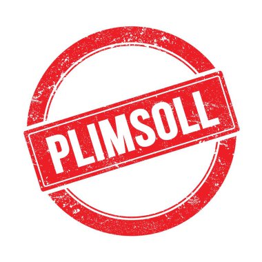 Kırmızı grungy yuvarlak vintage pul üzerinde PLIMSOLL metin.