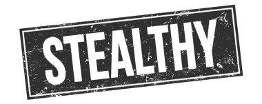 Siyah grungy dikdörtgen damga işareti üzerinde STEALTHY metin.