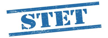 Mavi grungy vintage kauçuk damga üzerine STET metni.