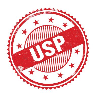 Kırmızı grungy zig zag kenarları yuvarlak damgalı USP metin.