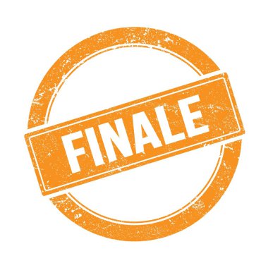 FINALE text on orange grungy round vintage stamp.