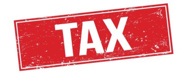 Kırmızı grungy dikdörtgen damga işareti üzerinde vergilendirme metni.