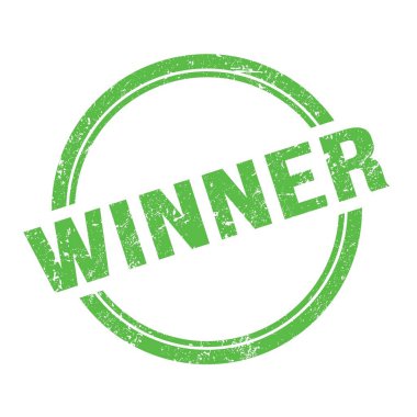 WINNER text written on green grungy vintage round stamp.