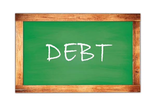 Debt Text Written Green Wooden Frame School Blackboard — Photo