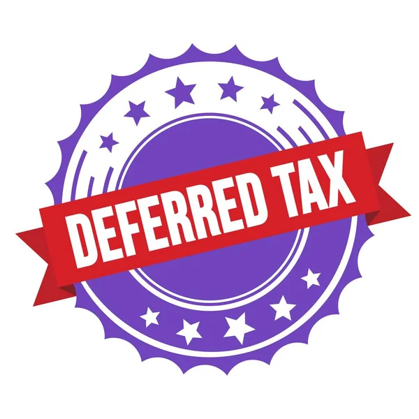 Deferred Tax Text Red Violet Ribbon Badge Stamp —  Fotos de Stock