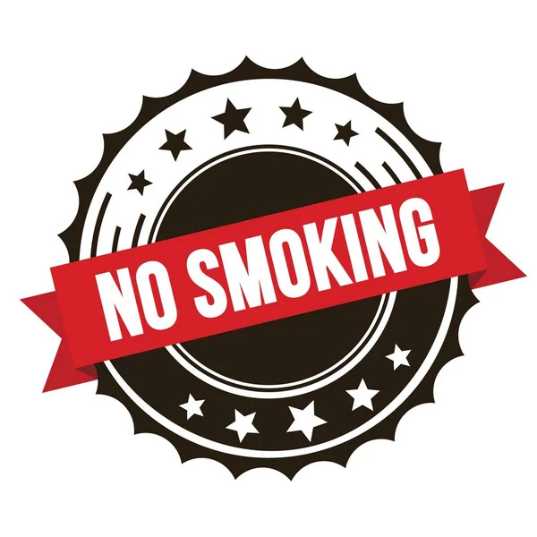 Smoking Text Red Brown Ribbon Badge Stamp — Stockfoto