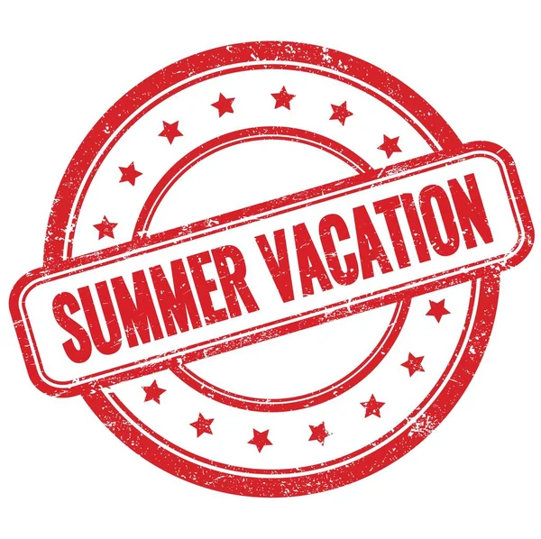 Summer Vacation Text Red Vintage Grungy Rubber Stamp — 스톡 사진