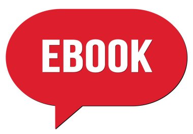 Kırmızı bir konuşma kabarcığı damgası ile yazılmış EBOOK metni