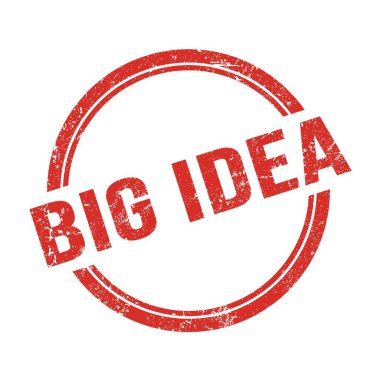 Kırmızı grungy vintage yuvarlak pulu üzerine yazılmış büyük bir fikir metni.