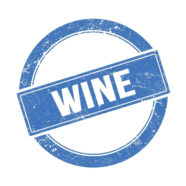 Текст Wine Синьому Гранжевому Круглому Вінтажному Штампі — стокове фото