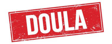 Kırmızı grungy dikdörtgen damga işareti üzerine DOULA metni.