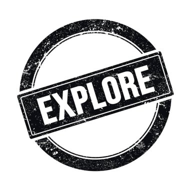Siyah grungy yuvarlak vintage pul üzerinde EXPLORE metin.