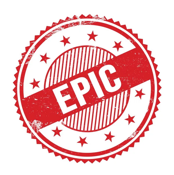 Текст Epic Написаний Червоному Гранжевому Зигзагоподібному Круглому Штампі — стокове фото