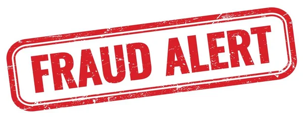 Fraud Alert Tekst Czerwonym Prostokącie Grungy Pieczęć — Zdjęcie stockowe