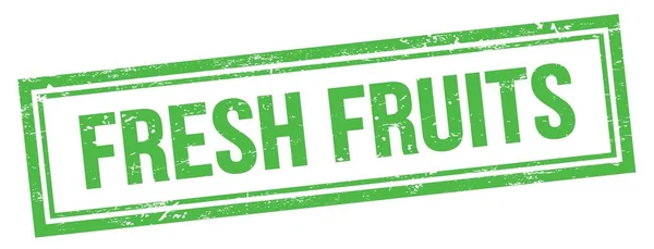 FRESH FRUITS text on green grungy vintage rectangle stamp.