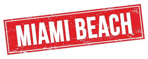 Miami Beach Text Auf Rotem Grungy Rechteck Stempelschild — Stockfoto