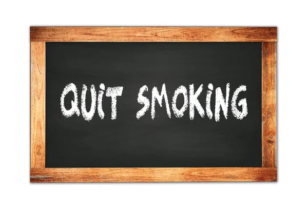 Quit Smoking Testo Scritto Lavagna Scuola Cornice Legno Nero — Foto Stock