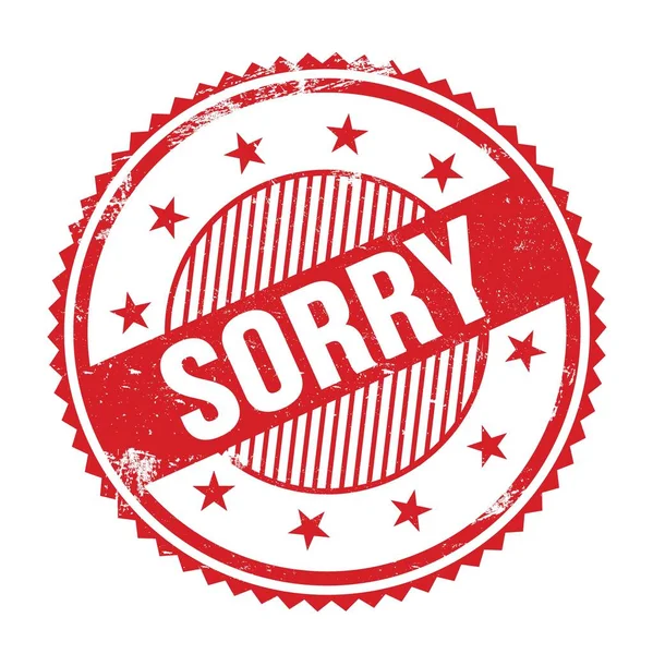 Sorry Text Written Red Grungy Zig Zag Borders Stamp — Stock Photo, Image