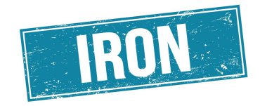 Mavi grungy dikdörtgen damga işareti üzerindeki IRON metni.