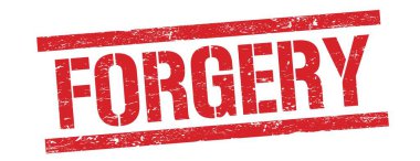 Kırmızı grungy dikdörtgen mühür işareti üzerinde ForGERY metin.
