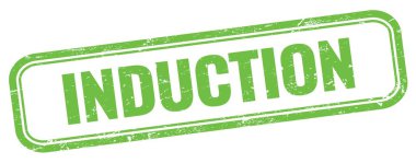 Yeşil grungy vintage dikdörtgen damgalı INDUCTION metin.