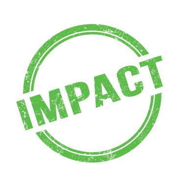 Yeşil grungy vintage yuvarlak pulu üzerine yazılmış IMPACT metni.