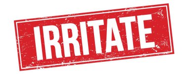 Kırmızı grungy dikdörtgen damga işareti üzerinde IRRITATE metin.