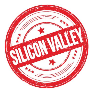 SILICON VALLEY kırmızı yuvarlak dokuma damgası üzerine metin.