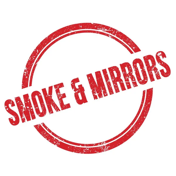 Smoke Mirrors Text Napsaný Červeném Grungy Vintage Kulatém Razítku — Stock fotografie