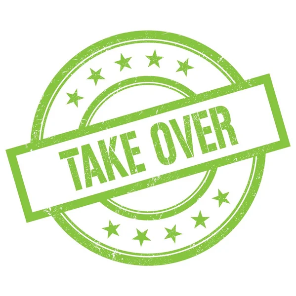 Yeşil yuvarlak vintage kauçuk damga üzerine yazılmış metni devral.