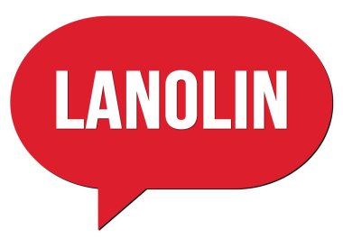 LANOLIN metin kırmızı bir konuşma kabarcığı damgası ile yazılmış
