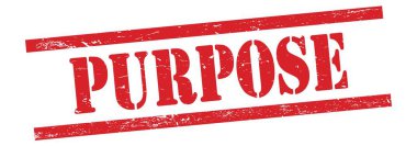 Kırmızı grungy vintage kauçuk damga üzerinde PURPOSE metin.
