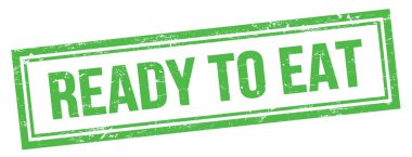 Yeşil grungy vintage dikdörtgen damgalı metni yemeye hazır.