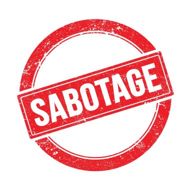 Kırmızı grungy yuvarlak vintage pul üzerine SABOTAGE metin.