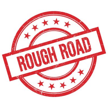 Kaba yol metni kırmızı yuvarlak vintage kauçuk damga üzerine yazılmış.