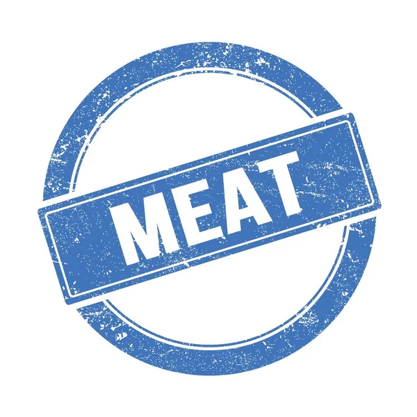 Meat Text Blue Grungy Vintage Stamp — ストック写真