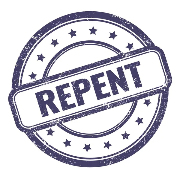 深蓝色黑色橡胶图章上的Repent文字 — 图库照片