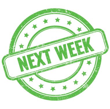 BİR HAFTA Yeşil Vintage grungy yuvarlak kauçuk damgalı metin.