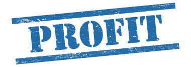 Mavi grungy vintage kauçuk damga üzerine PROFIT metni.