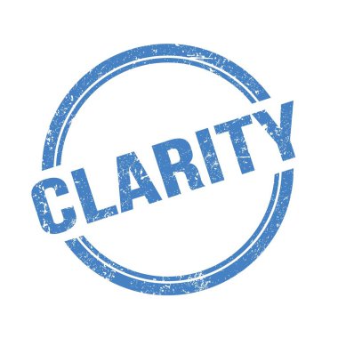 Mavi grungy vintage yuvarlak damga üzerine yazılmış CLARITY metin.