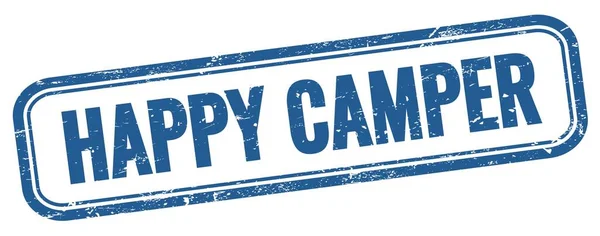 Happy Camper Text Blå Grungy Vintage Rektangel Stämpel — Stockfoto