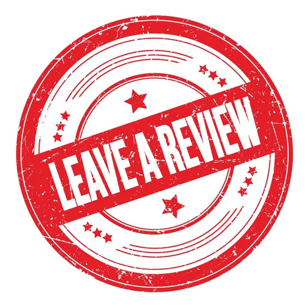Leave Revisew Text Red Grungy Texture Stamp —  Fotos de Stock