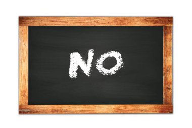 Siyah ahşap çerçeve okul tahtasına HAYIR metin yazıldı.