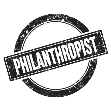 Siyah grungy round vintage pulu üzerine PHILANTHROPIST metin.