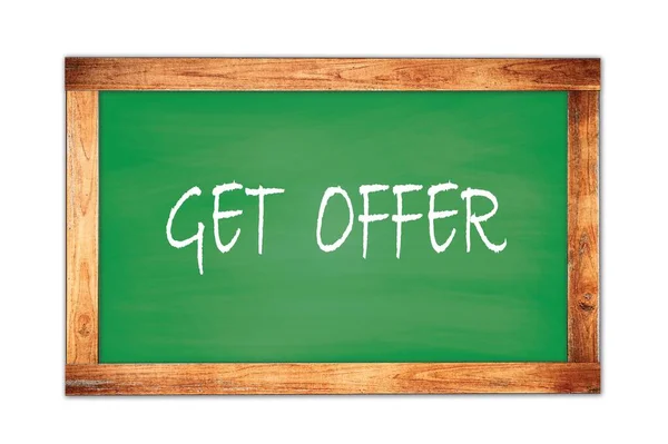 Get Offer Text Written Green Wooden Frame School Blackboard — Stock Photo, Image