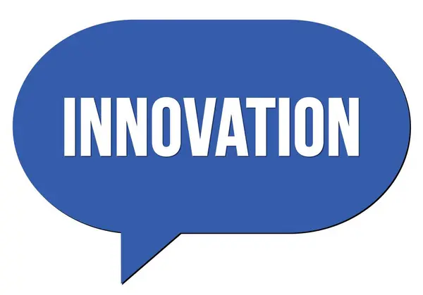 Innovation Text Skriven Med Blå Talbubbla Stämpel — Stockfoto
